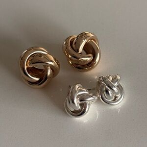 Classic Knot Stud Earrings - Gold and Silver